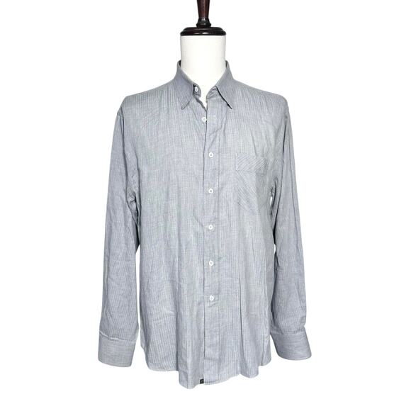 Billy Reid | Men | Brushed Gray Soft Cotton Standard Cut Button Down Shirt | XL - Picture 2 of 12